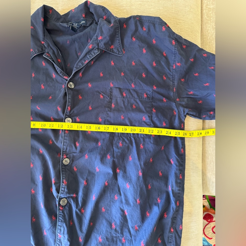Polo Ralph Lauren Pajama Shirt Men’s XL Navy Allover Pony Print 100% Cotton - Picture 7 of 8